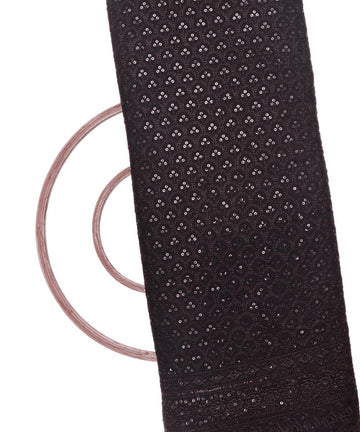 Black Colour Chikan Embroidery Rayon Fabric